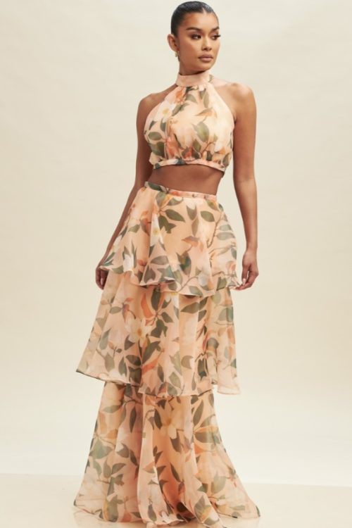 The Salmon Organzarella Maxi Skirt Set